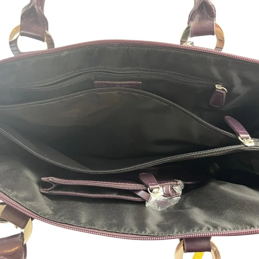 Metro Chic JEMA Laptop Tote Purse Dual Handles Detachable Strap Deep Purple